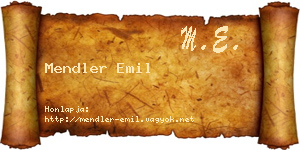 Mendler Emil névjegykártya